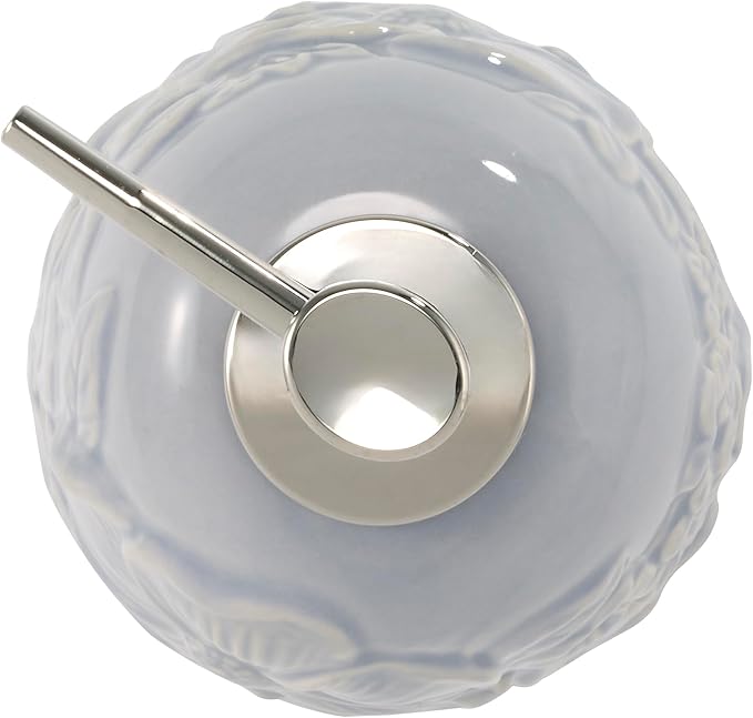 Nicole Miller – Lotion Pump, Durable Ceramic with Floral Detail & Silver-Tone Pump, Soap or Lotion Dispenser for Bathroom, Kitchen or Vanity (Camille)