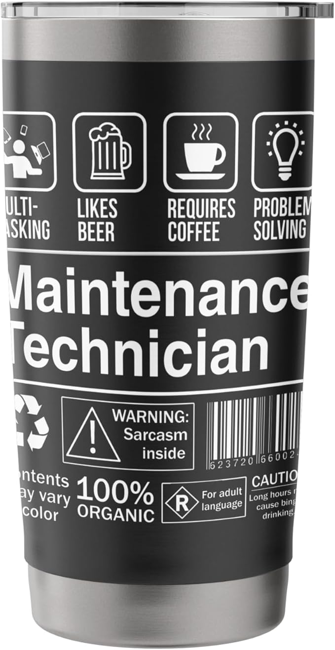 Maintenance Technician Funny Description Label Stainless Steel Insulated Tumbler