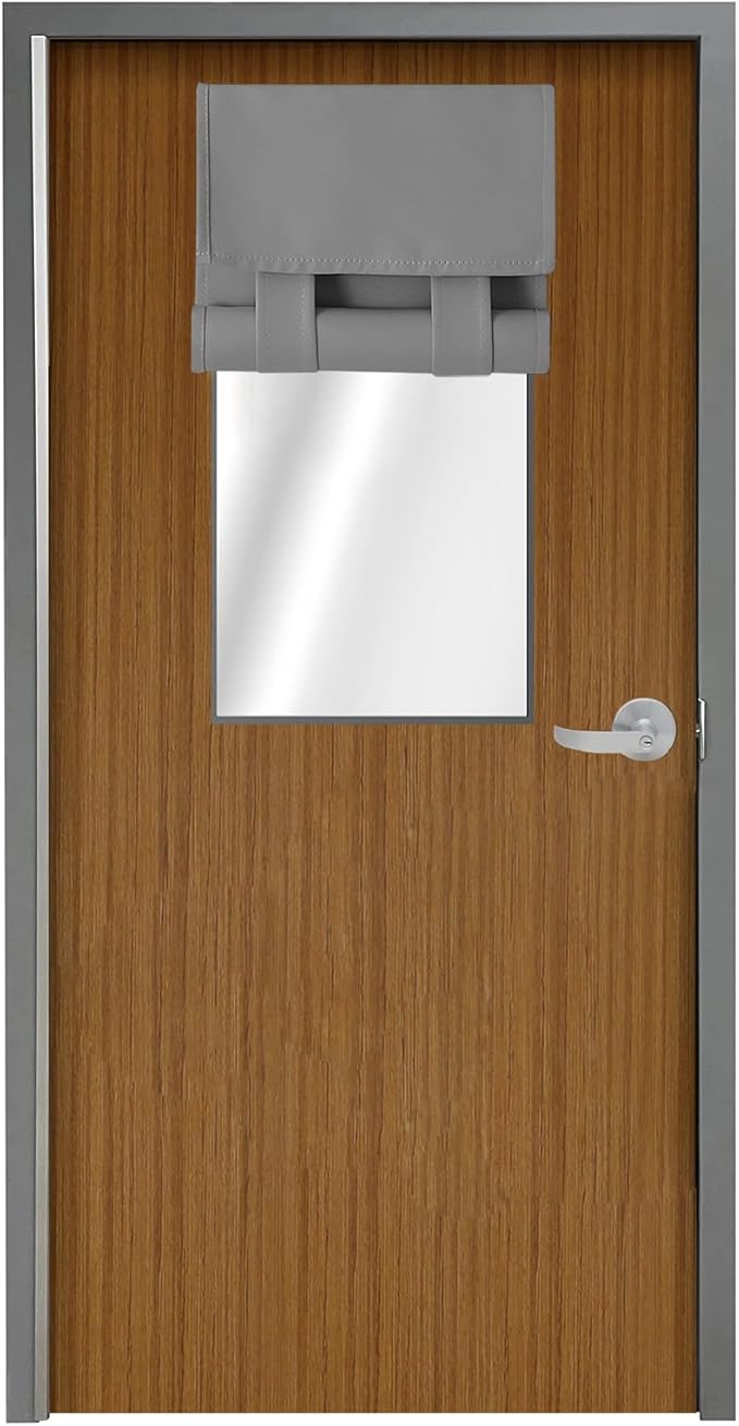 WdFour Classroom Door Window Cover,Blackout Shades for Classroom Windows and Doors，Privacy,Room Darkening Design Blocks Views, Classroom Window Cover Lockdown. 12W x 30L Inches, 1 Panel, Light Gray.