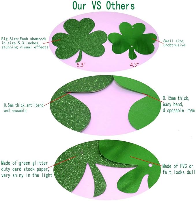 GOER St. Patrick's Day Shamrock Decorations,12 Pcs Hanging Swirls for St. Patrick's Day Party Supplies