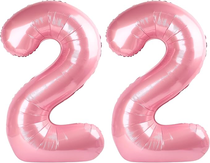 Large 22 Balloons Number Birthday Party Decorations, 40 Inch Baloons for Women Men, Pearl Pink Number Decor for Party, Marriage Proposal, Wedding Events