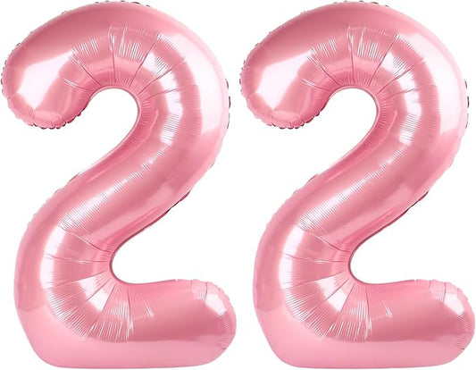 Large 22 Balloons Number Birthday Party Decorations, 40 Inch Baloons for Women Men, Pearl Pink Number Decor for Party, Marriage Proposal, Wedding Events