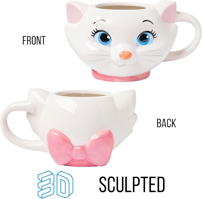 Silver Buffalo Disney Aristocats Marie Face Ceramic 3D Sculpted Mug, 20 Ounces