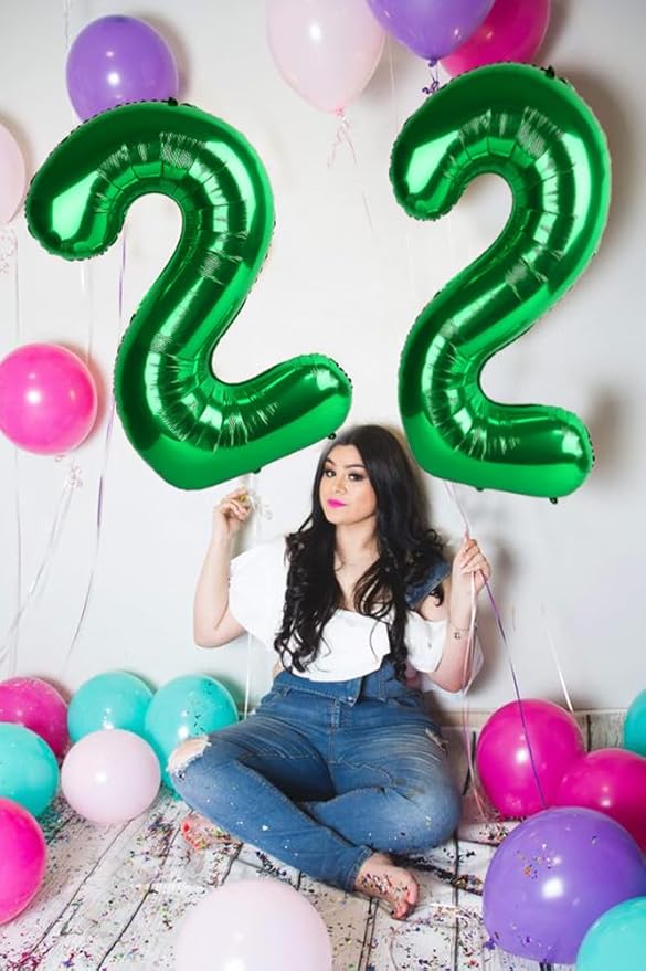 20 Balloons Number, 20th Birthday Decorations for Women Men, Numbers 20 Balloons 40 In Dark Green Birthday Party Decorations for Wedding, Celebration Party, Graduations