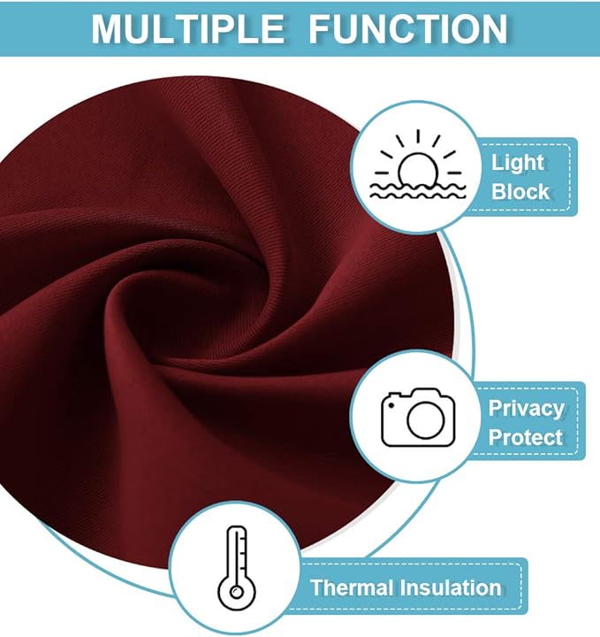 RYB HOME Blackout Door Curtain - Privacy Thermal Insulated Patio/Front/Tricia/French Door Window Curtains Sidelight Curtain Tie up Shade, W30 x L69 inch, 1 Panel, Red
