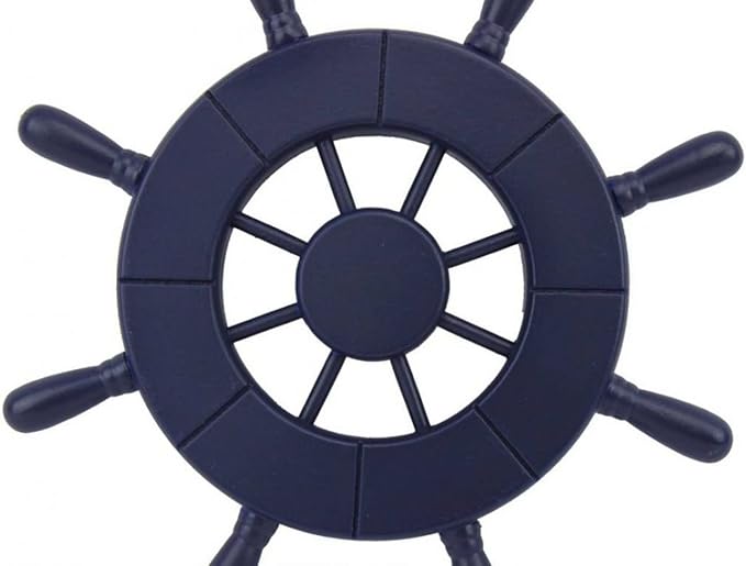 Hampton Nautical Wheel-9-104 Decorative Ship Wheel, 9", Dark Blue