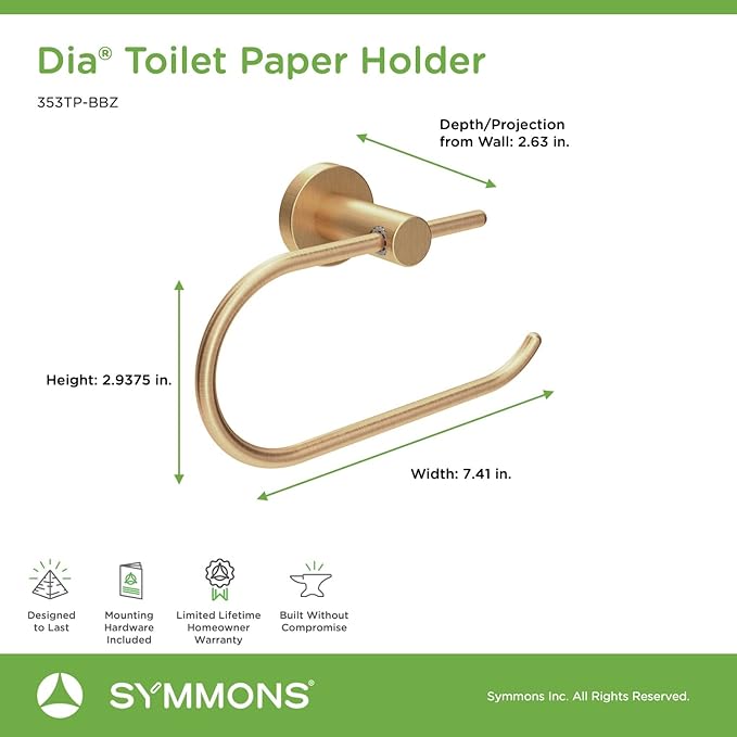 Symmons 353TP-BBZ Dia Wall-Mounted Toilet Paper Holder in Brushed Bronze