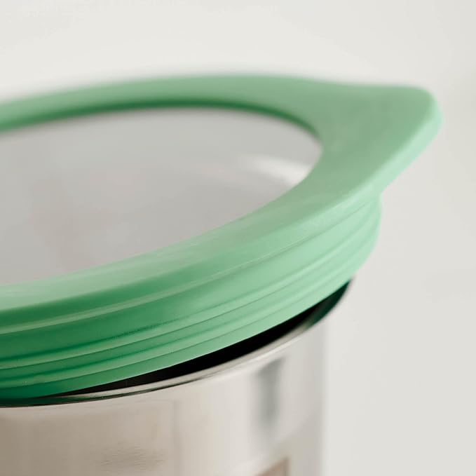 Tramontina 4-Piece Food Storage Containers with Silicone Lids, Stainless Steel Reusable Canister Set, Kitchen Pantry Organizer for Oats, Flour, Cereal, Sugar, Snacks (Mint Green)