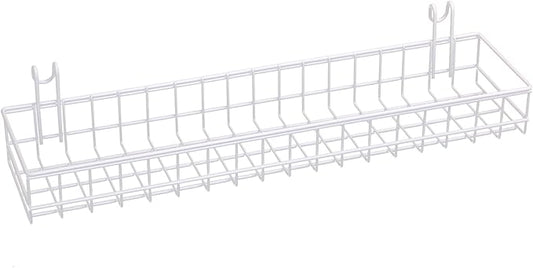 Kaforise Multipurpose Mesh Wall Metal Wire Basket, Grid Panel Hanging Tray, Wall Mount Organizer, Wire Storage Shelf Rack for Home Supplies, Wall Decor, Small Size, White Coated