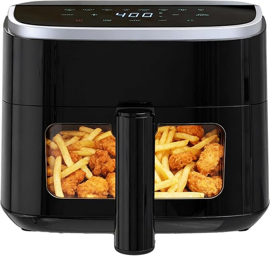 NEWBULIG Air Fryer，4QT Small AirFryer with Easy View Window and Interior Light, Digital Touchscreen with 8 Presets for Custom Cooking, Nonstick and Dishwasher Safe Basket, Black