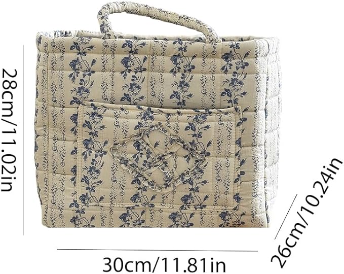 HiTotes Floral Storage Car Basket Diaper Caddy Organizer Quilted Laundry Basket Foldable Nursery Hamper Bag