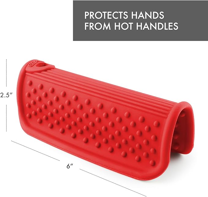 Dexas Silicone Pot Handle Holder, Heat Resistant Non Slip Grip for Hot Cookware Handles, Dishwasher Safe Kitchen Accessory, Red