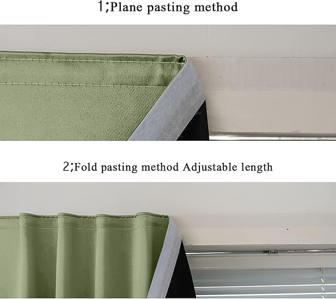 AJAZZ 100% Blackout Shades Window Cover Self Adhesive Curtains Sticky Curtain Portable Easy Open Blackout Curtains for Bedroom Living Room No Drilling (Sage Green, 35" W x 71" L) 1 Panel