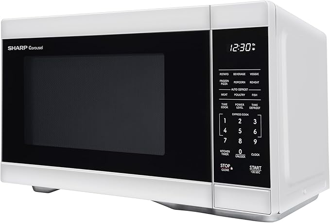 SHARP Countertop Microwave Oven with Removable 12.4" Carousel Turntable, 1000 Watt, 1.1 Cubic Feet, White