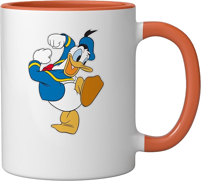 Disney Donald Duck Ready To Go Ceramic Mug, Orange/White
