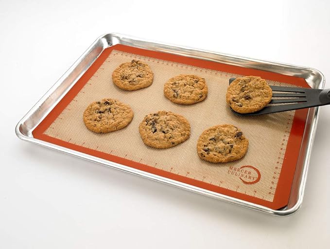 Mercer Culinary Silicone Bake Mat, Half Size, 11 7/8-Inch by 16 1/2-Inch, Orange border