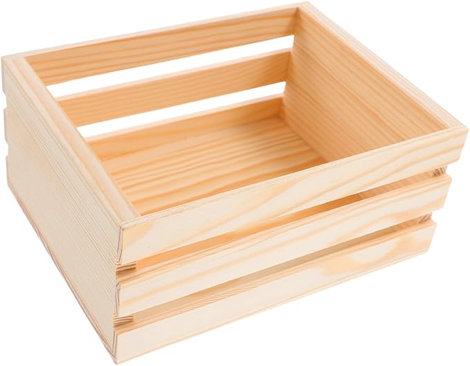 Cabilock Wooden Crates For Desktop Storage, Creative Wooden Box Wood Crate for Display Home Office，Farmhouse Detachable Kitchen Fruits Vegetable Food Craets