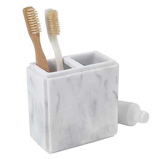 Avanti Linens - Toothbrush Holder, Resin Countertop Decor, Marble Inspired Bathroom Accessories (Catania Collection)
