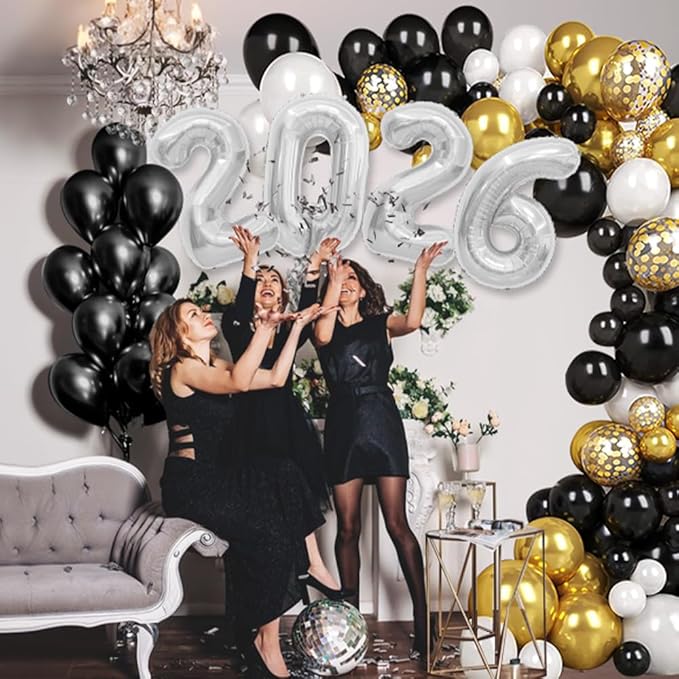 2026 Balloons, 40 Inch 2026 Number Balloons White 2026 Balloon Large Foil New Year Balloon Numbers 2026 Mylar Baloons for Birthday Christmas Graduation New Years Eve Party Supplies Decorations