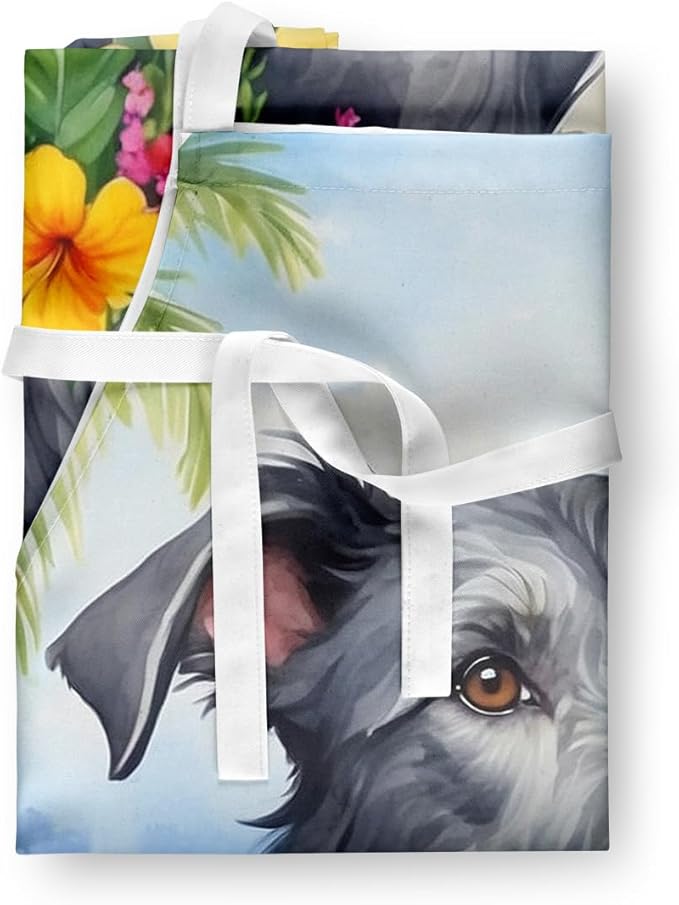 Caroline's Treasures Scottish Deerhound Luau Apron Cooking Kitchen Server Baking Crafts Gardening for Adult Women Men, Unisex, Large, Multicolor