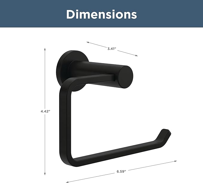 Franklin Brass Kildare (1-Pack) Toilet Paper Holder, Euro Single Post Tissue Roll Wall Mount TP Storage, Matte Black Bathroom Decor, Accessories KLD50-MB