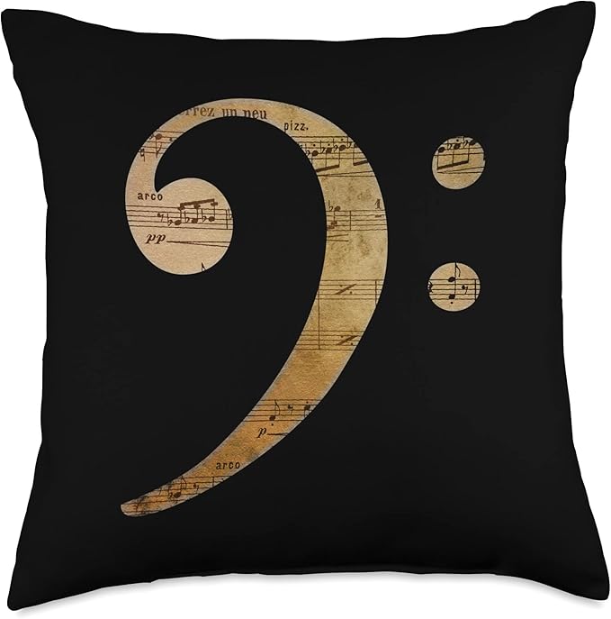Bass Clef Sheet Music Bottom End Throw Pillow