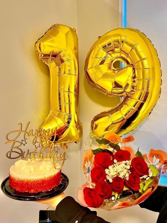 40 Inch Gold Number Balloon, 18th Birthday Party Decoration for 1 8 18 81 Men & Women, Big Foil Balloon Number for Wedding Celebration Adult Party Supplies