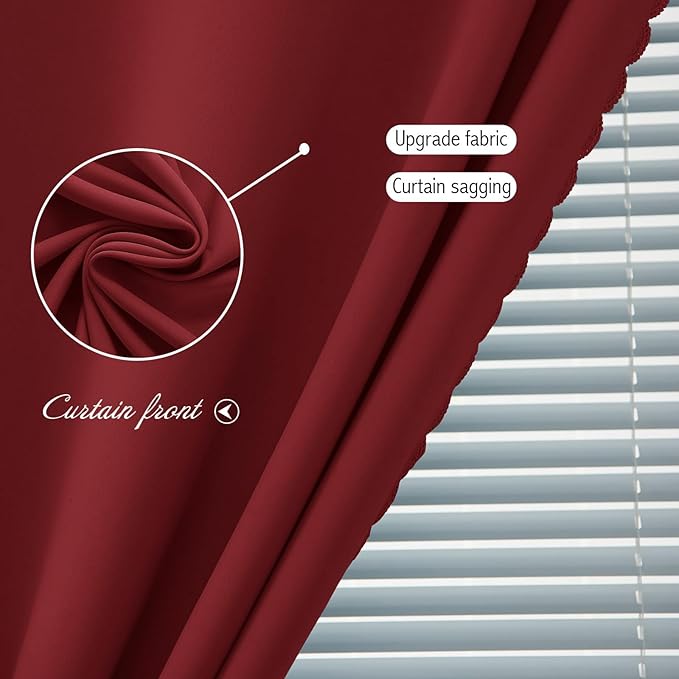 Self Adhesive Curtains, Stick Curtain Blackout Shades Window Cover Curtains for Living Room No Drilling, 59" W X 71" L, Burgundy, 1 Panel
