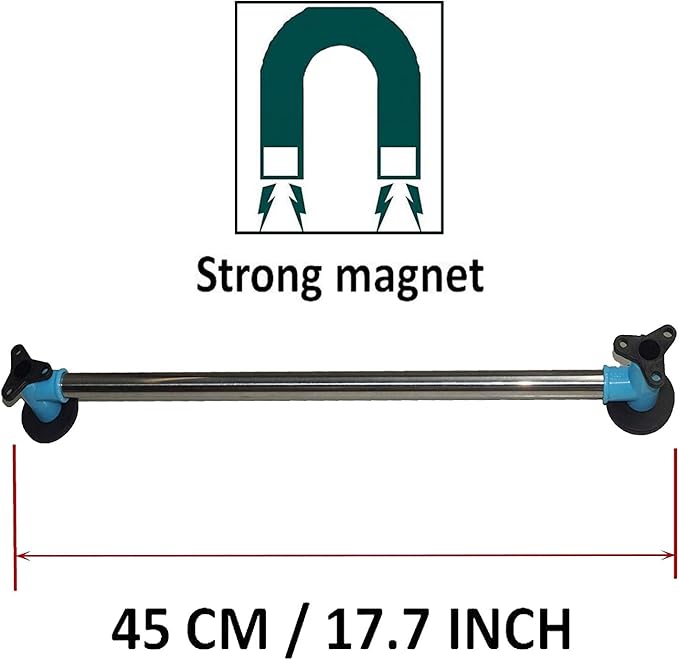 Pmsanzay Magnetic Towel Holder - 18 INCH - Strong Magnets, No Rust, Black, Stainless Steel & Rubber, Easy Installation, Multifunction Towel Hook Hanger