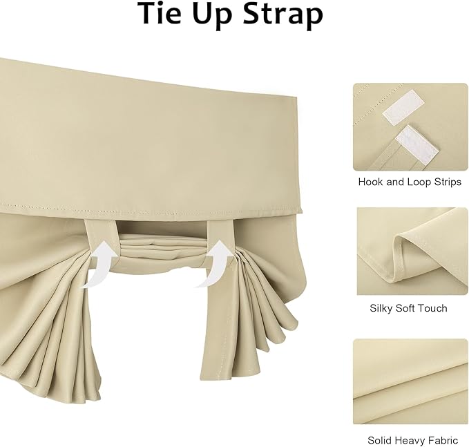 WdFour Small French Door Curtains with Silky Feel Thermal Insulated Noise Reducing Blackout Curtains for Glass Door Office (30W x 70L, 1 Panel, Beige)