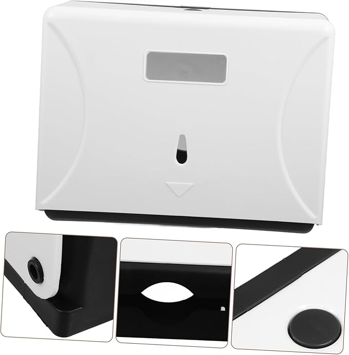 SOLUSTRE Wall-Mounted Paper Towel Dispenser High Capacity Holder for Bathroom Kitchen Office Commercial Spaces Touchless Design White Finish Accommodates Paper Towels