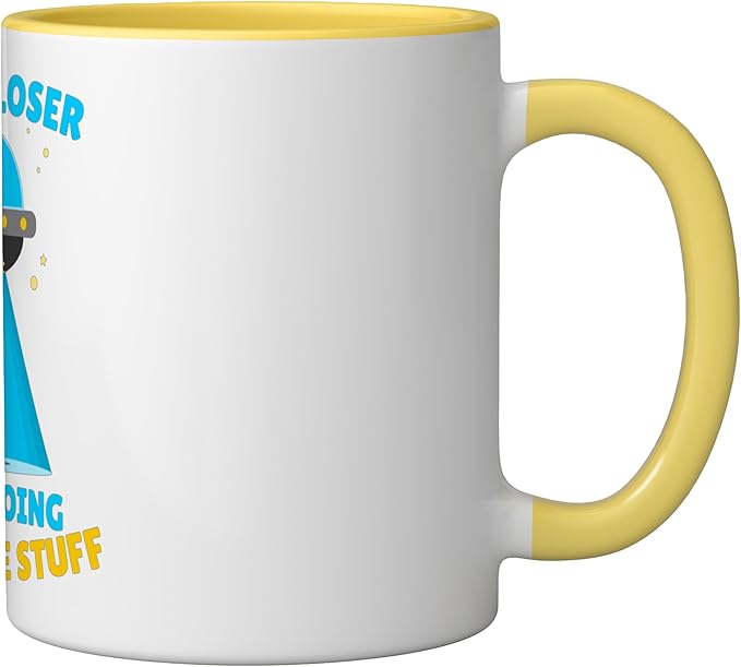 Get in, Loser We're Doing Bunghole Stuff Funny Alien Ceramic Mug, Yellow/White