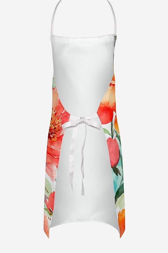 Caroline's Treasures Peonies in Watercolor Apron Cooking Kitchen Server Baking Crafts Gardening for Adult Women Men, Unisex, Large, Multicolor