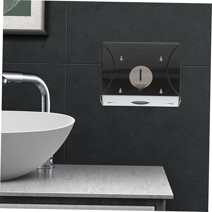 ERINGOGO Wall Mounted Paper Towel Dispenser Touchless Hand Towel Holder for Bathrooms and Kitchens Capacity Easy to Install Commercial Tissue Paper Holder Black