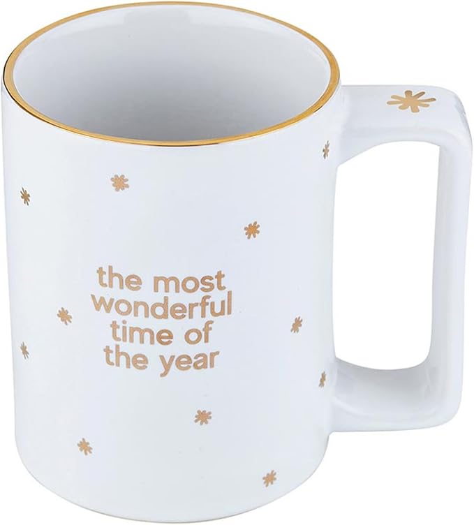 Santa Barbara Design Studio Holiday Ceramic Mug with Gold Foil Detail, 16-Ounces, Wonderful Time