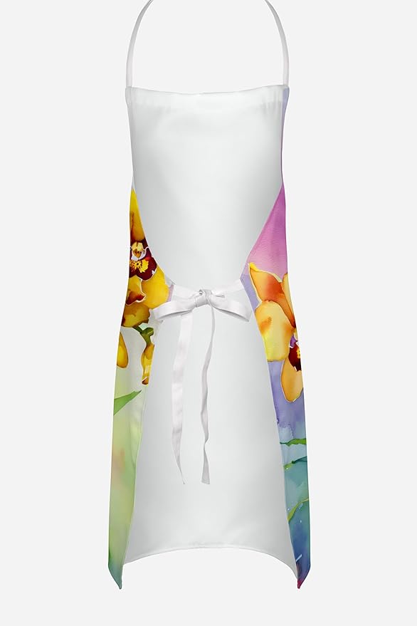 Caroline's Treasures Orchids in Watercolor Apron Cooking Kitchen Server Baking Crafts Gardening for Adult Women Men, Unisex, Large, Multicolor