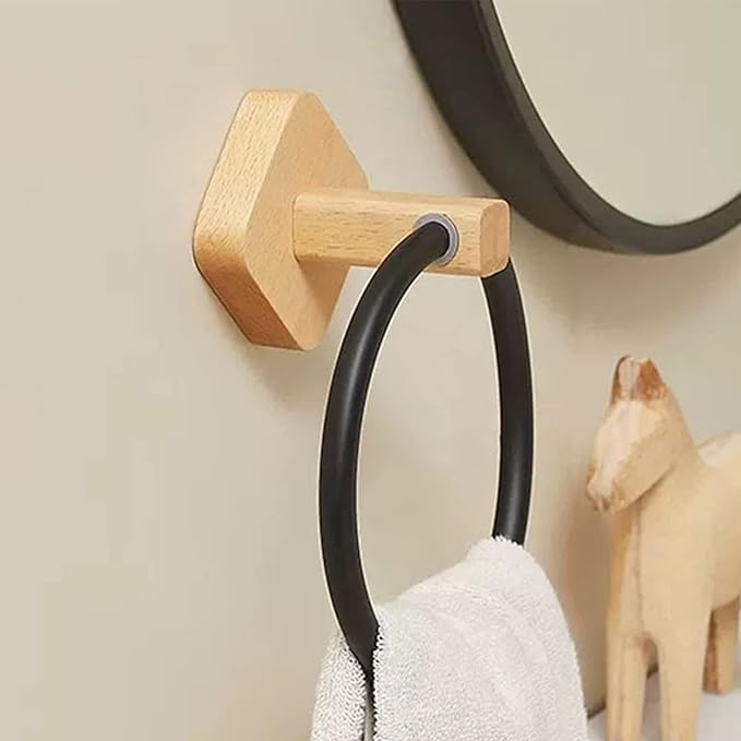 Aluminum Wood Towel Hand Holder for Bathroom Rack Hanger for Kitchen Wall Mount Heavy Duty Storage Scratch-resistant Hanger Stylish Mount Contemporary Flexible