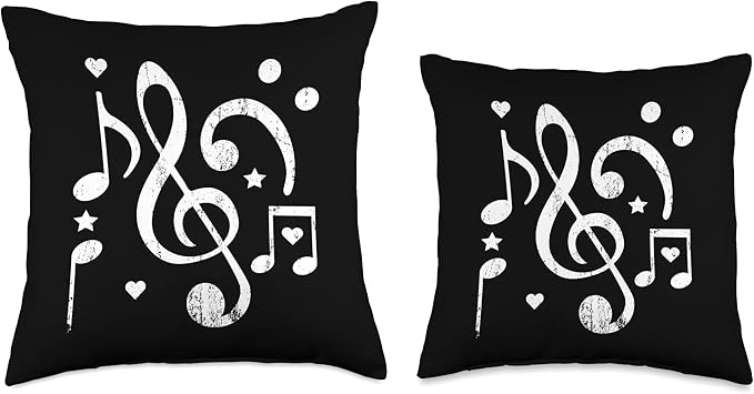 music singing hobby bass clef sheet music Musician Design Treble Clef Musical Notes Throw Pillow, 16x16, Multicolor
