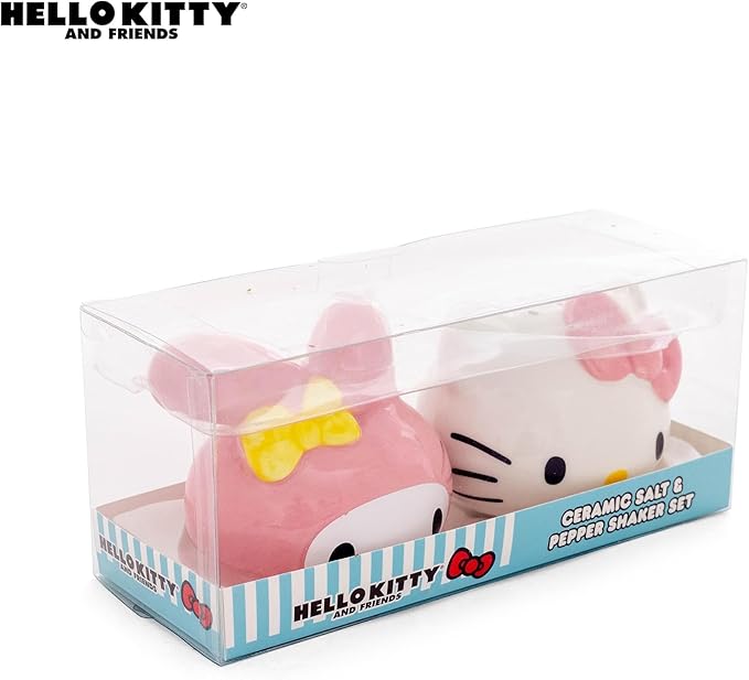 Silver Buffalo Sanrio Hello Kitty And My Melody 3D Sculpted Ceramic Salt and Pepper Shaker Set