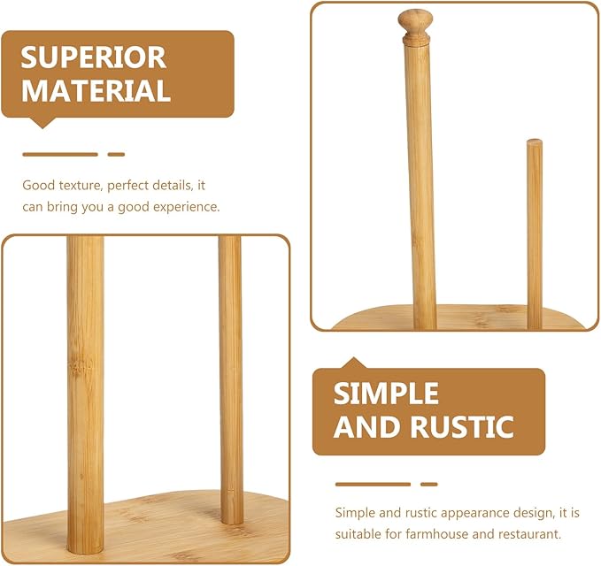 Modern Wooden Paper Towel Holder Stand with Oval Base Multipurpose Kitchen Paper Organizer for Residential and Commercial Use Stylish Desktop Tissue and Preserving Film Rack