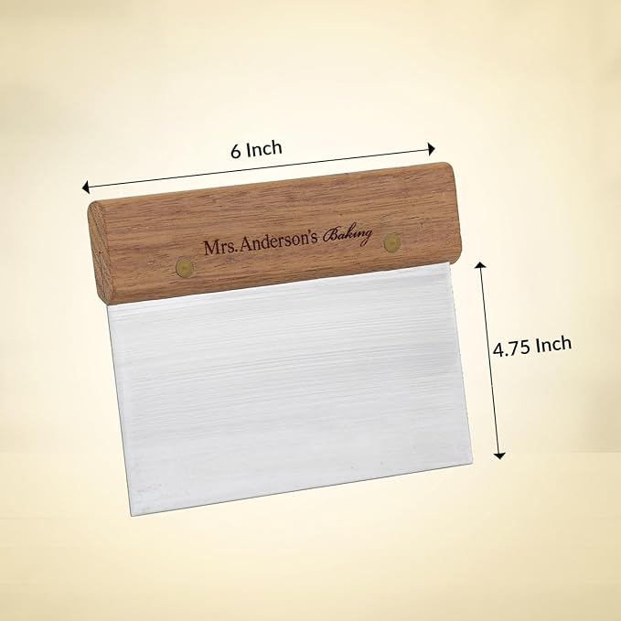 Mrs. Anderson's Baking Pastry Dough Scraper, 6 Inch, Stainless Steel And Wood, Professional Quality, For Portioning Dough And Scraping Work Surfaces