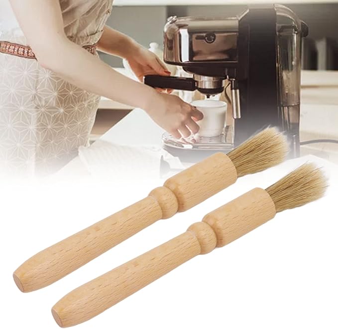 2Pcs Coffee Machine Cleaning Brush, Lightweight Wood Handle Coffee Grinder Cleaning Brush with Wood Handle, Portable Coffee Grinder Cleaning Tool for Cafe, Home, Kitchen