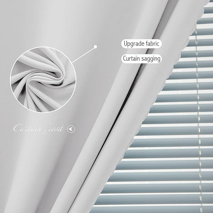 Blackout Curtains for Bedroom Sticky Curtain Blackout Window Cover Self Adhesive Curtains Rod No Drillng, 35" W X 59" L, Light Grey, 1 Panel