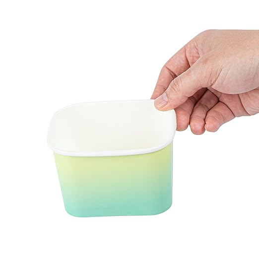 Restaurantware Paper Cups 200 Count 12 Ounce Square Disposable Ice Cream Containers, Leak-Resistant Paper Dessert To Go Cups, Hot And Cold Food, Durable Teal And Green Ombre Design