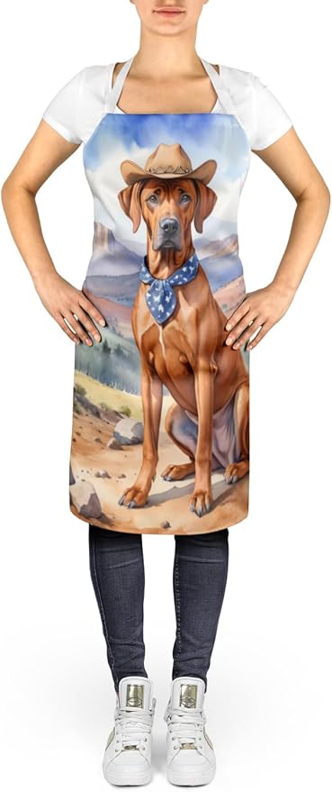 Caroline's Treasures Rhodesian Ridgeback Cowboy Welcome Apron Cooking Kitchen Server Baking Crafts Gardening for Adult Women Men, Unisex, Large, Multicolor