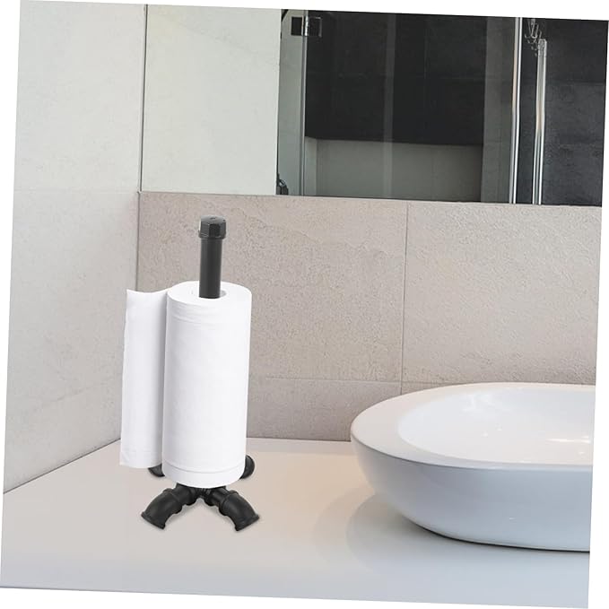 Operitacx Vintage Iron Paper Towel Holder Base Industrial Style Kitchen Roll Holder Countertop Paper Towel Stand for Farmhouse Decor