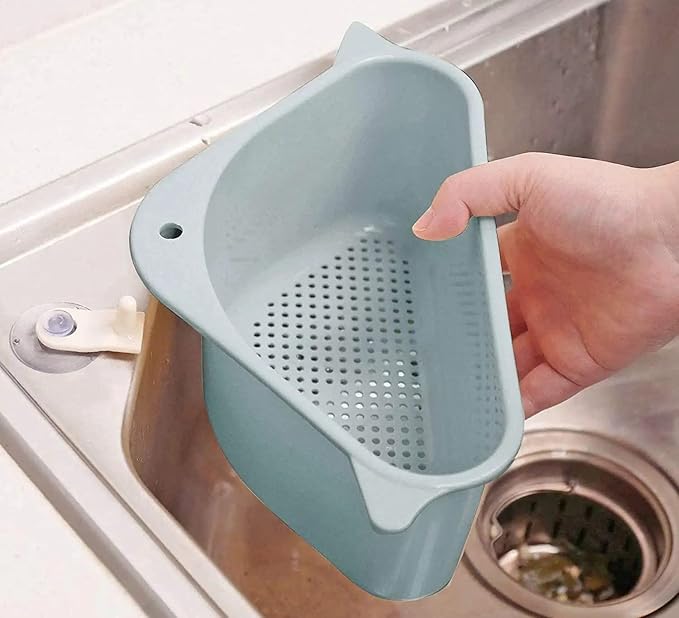 Kitchen Sink Drain Basket Storage Dish Rack Organizer Sink Shelf Soap Sponge Drain Rack Vegetables Fruit Drain Rack (MIN 2 Quantity, Blue)