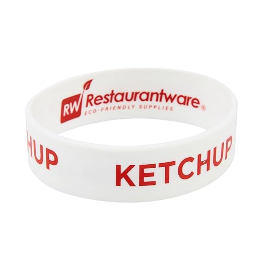 Restaurantware Silicone Squeeze Bottle Band 10 Count 2.75 Inch Dishwasher Safe Condiment Identification Band, Ketchup White Non-Slip Label Band for Condiment Labeling at Restaurants, Food Trucks