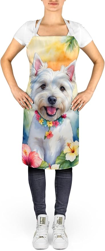 Caroline's Treasures Westie Luau Apron Cooking Kitchen Server Baking Crafts Gardening for Adult Women Men, Unisex, Large, Multicolor