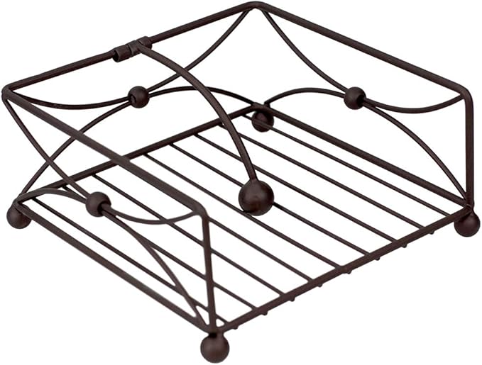 Home Basics Arbor Collection Steel Flat Rustic Napkin Holder with Weighted Pivoting Arm, Storage Dispenser for Kitchen Countertop, Indoor/Outdoor & Dinning Table